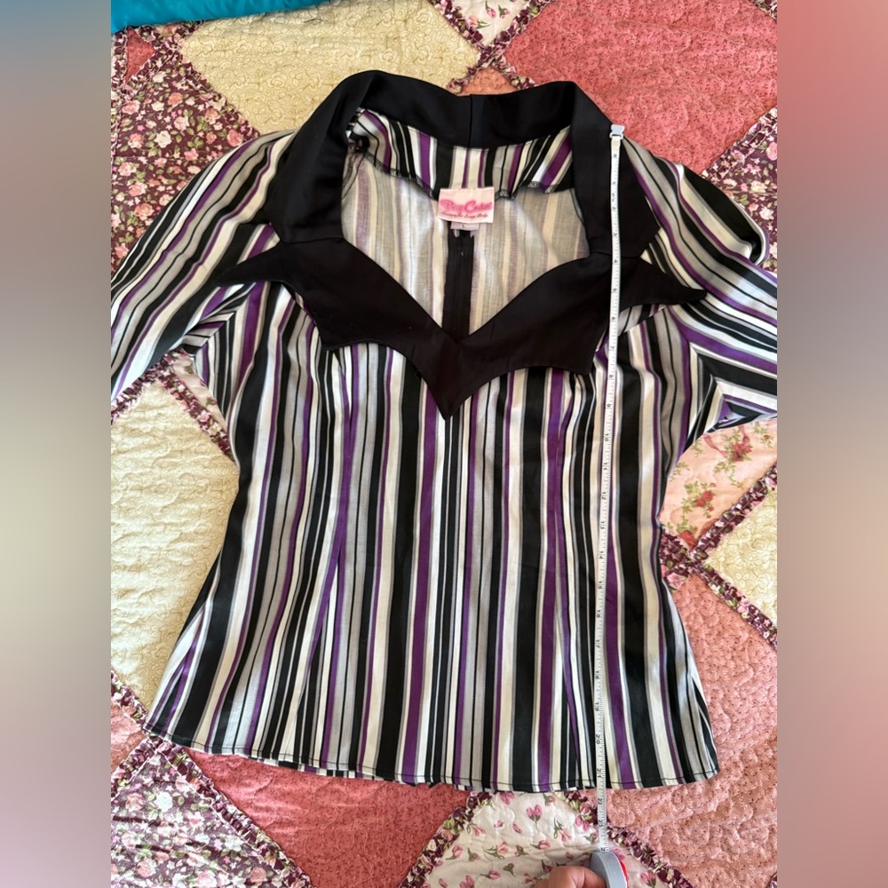 Pinup couture Doris batwing top in solstice stripe large - Picture 4 of 9